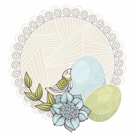 floral ornaments with flowers and birds - abstract vector illustration background with bird and eggs Stock Photo - Budget Royalty-Free & Subscription, Code: 400-05680335