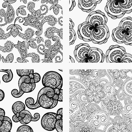 vector set of four seamless patterns Stock Photo - Budget Royalty-Free & Subscription, Code: 400-05680394