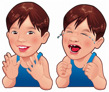 sibling sad - Happy and Sad boy. Cartoon and vector isolated character. Stock Photo - Budget Royalty-Free & Subscription, Code: 400-05680468