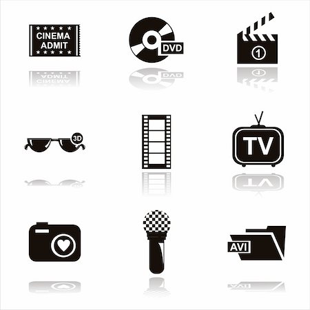 dvd silhouette - set of 9 black cinema icons Stock Photo - Budget Royalty-Free & Subscription, Code: 400-05680694