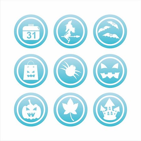 set of 9 blue halloween signs Stock Photo - Budget Royalty-Free & Subscription, Code: 400-05680695