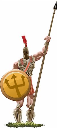 spartanisch - Spartan Hoplite holding his spear Stockbilder - Microstock & Abonnement, Bildnummer: 400-05680785