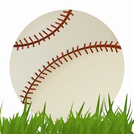 Baseball ball in the grass, isolated objects over white background Stock Photo - Budget Royalty-Free & Subscription, Code: 400-05680885