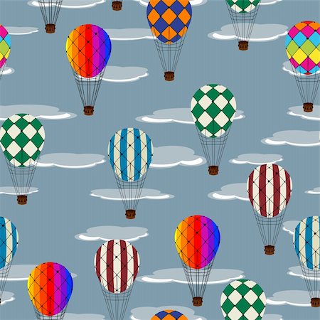 Seamless pattern with hot air balloons and clouds Stock Photo - Budget Royalty-Free & Subscription, Code: 400-05680909