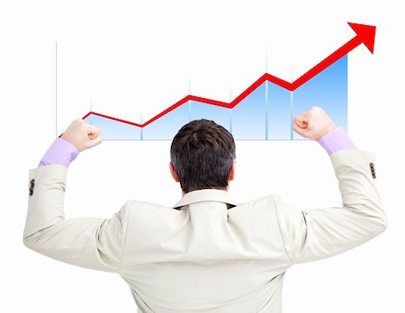 finance growth entrepreneur - Successful businessman with the fists up looking at a growing curve Stock Photo - Budget Royalty-Free & Subscription, Code: 400-05681034