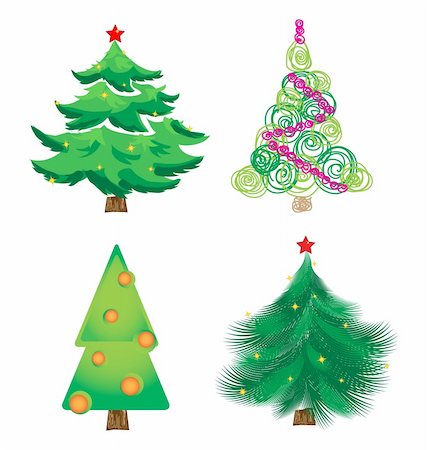 simsearch:400-06391837,k - set of christmas trees isolated on white Stock Photo - Budget Royalty-Free & Subscription, Code: 400-05681095