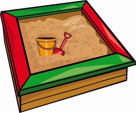 sandbox - sandbox with toys cartoon illustration Stock Photo - Budget Royalty-Free & Subscription, Code: 400-05682138