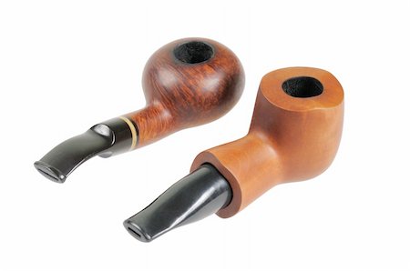 pipe smoker - Smoking pipes from briar and pears. Isolated on white. Stock Photo - Budget Royalty-Free & Subscription, Code: 400-05682297