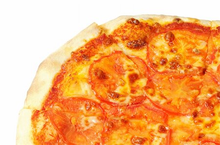 Vegetarian pizza  with cheese and tomatoes.  Isolated Photographie de stock - Aubaine LD & Abonnement, Code: 400-05682417