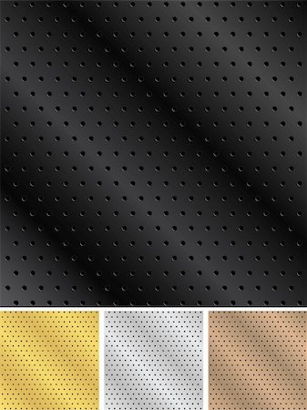 Vector set of metal backgrounds with holes Stock Photo - Budget Royalty-Free & Subscription, Code: 400-05682659