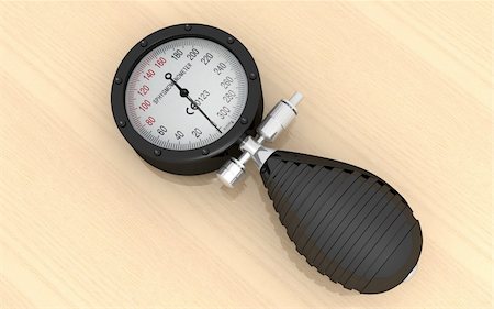 Digital illustration of sphygmomanometer on a wooden background Fotografie stock - Microstock e Abbonamento, Codice: 400-05682668