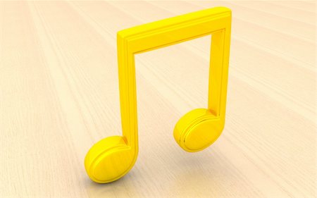 3d rendering music note symbol on a wooden background Fotografie stock - Microstock e Abbonamento, Codice: 400-05682707