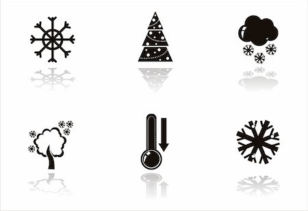 set of 6 black winter icons Stock Photo - Budget Royalty-Free & Subscription, Code: 400-05682736