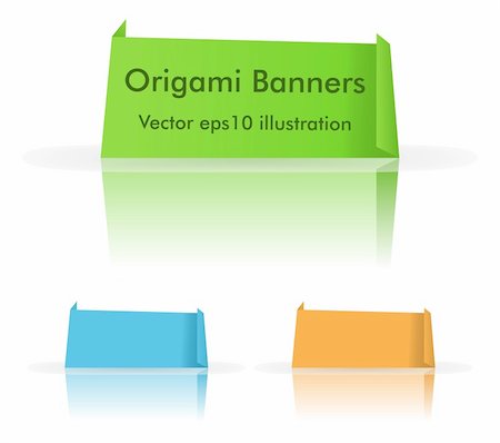 simsearch:400-08195370,k - Vector set of origami banners with reflection Stock Photo - Budget Royalty-Free & Subscription, Code: 400-05682862