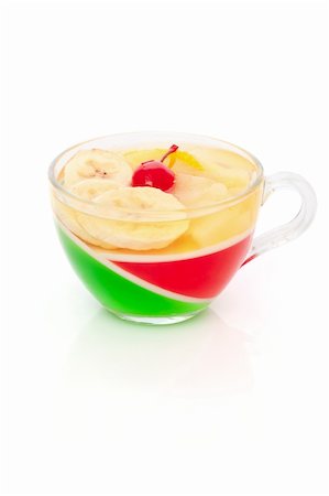 filling basket - Jelly with banana and cherry isolated on white background Stock Photo - Budget Royalty-Free & Subscription, Code: 400-05683091