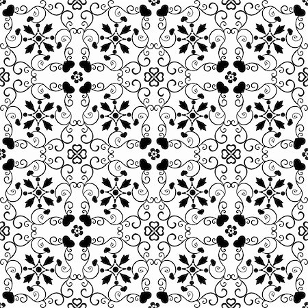 flower decoration white and black - Abstract background of beautiful seamless floral pattern Stock Photo - Budget Royalty-Free & Subscription, Code: 400-05683111