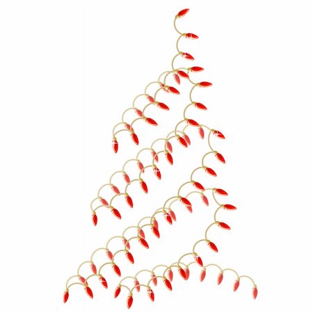 red christmas bulbs - Christmas tree made of electric garland on white Stock Photo - Budget Royalty-Free & Subscription, Code: 400-05683435