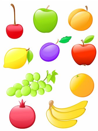 simsearch:400-06101480,k - set of colored glossy fruit icons Stock Photo - Budget Royalty-Free & Subscription, Code: 400-05683497