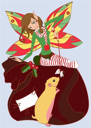 simsearch:400-05683592,k - Funny christmas fairy. Vector illustration Stock Photo - Budget Royalty-Free & Subscription, Code: 400-05683592