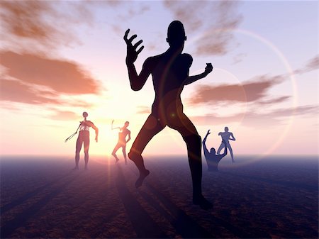 A horde of zombies heading for their next victim. Stock Photo - Budget Royalty-Free & Subscription, Code: 400-05683785