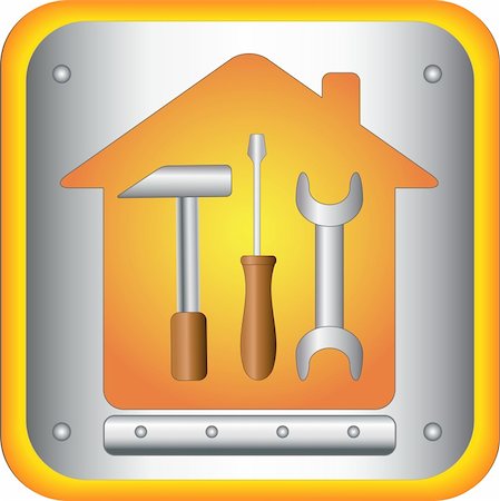 simsearch:640-02950998,k - button with tools - screwdriver, spanner and hammer in house Stock Photo - Budget Royalty-Free & Subscription, Code: 400-05683786