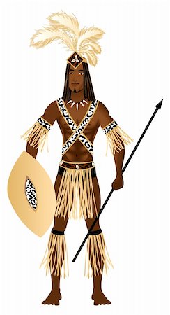Vector Illustration of a man dressed in Zulu Carnival Halloween Costume. Stock Photo - Budget Royalty-Free & Subscription, Code: 400-05683932
