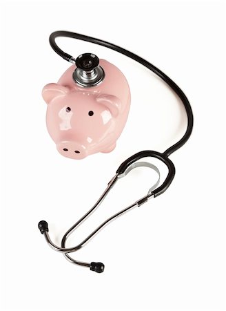 simsearch:400-04758612,k - Piggy Bank and Stethoscope Isolated on a White Background. Stock Photo - Budget Royalty-Free & Subscription, Code: 400-05694168