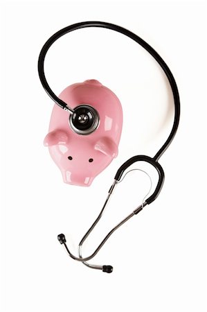 simsearch:400-04758612,k - Piggy Bank and Stethoscope Isolated on a White Background. Stock Photo - Budget Royalty-Free & Subscription, Code: 400-05694169