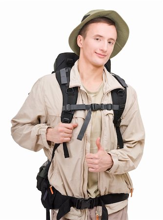 simsearch:400-08713043,k - young man dressed in a tourist on a white background Fotografie stock - Microstock e Abbonamento, Codice: 400-05694237