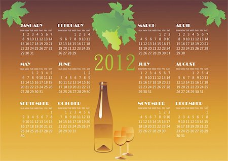 simsearch:400-07795877,k - wine calendar vector illustration Stock Photo - Budget Royalty-Free & Subscription, Code: 400-05694261