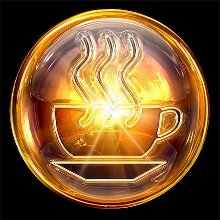 Coffee cup icon fire, isolated on black background Stock Photo - Budget Royalty-Free & Subscription, Code: 400-05694330