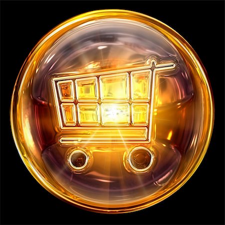 financial highlights - shopping cart icon fire, isolated on black background Stock Photo - Budget Royalty-Free & Subscription, Code: 400-05694345