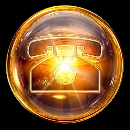 phone icon fire, isolated on black background. Stock Photo - Budget Royalty-Free & Subscription, Code: 400-05694341