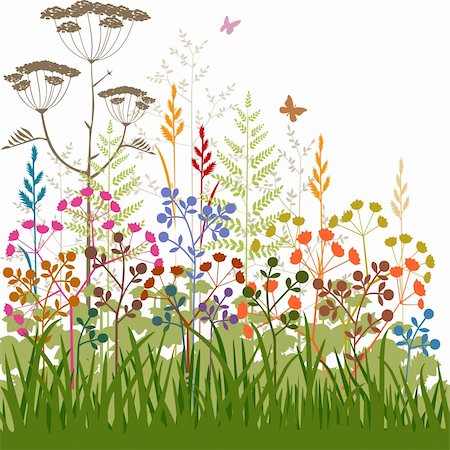 elakwasniewski (artist) - Plants and grasses background, abstract floral background. Full scalable vector graphic, change colors as you like. Foto de stock - Super Valor sin royalties y Suscripción, Código: 400-05694373