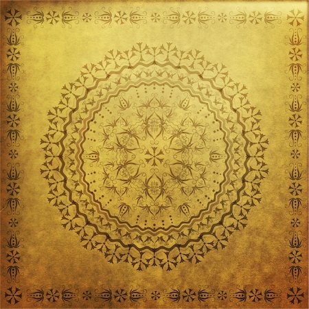 elegant brown borders - Old yellow grunge paper with round frame Stock Photo - Budget Royalty-Free & Subscription, Code: 400-05694471