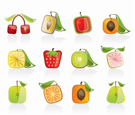 simsearch:400-05709366,k - Abstract square fruit icons - vector icon set Stock Photo - Budget Royalty-Free & Subscription, Code: 400-05694487
