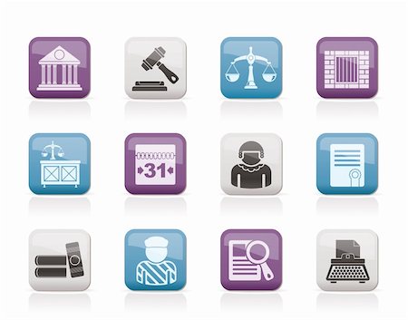 Justice and Judicial System icons - vector icon set Stock Photo - Budget Royalty-Free & Subscription, Code: 400-05694489