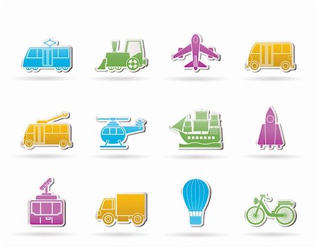 Travel and transportation icons - vector icon set Stock Photo - Budget Royalty-Free & Subscription, Code: 400-05694514