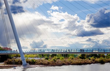 elevated sky - Cityscape with modern bridge and people Stock Photo - Budget Royalty-Free & Subscription, Code: 400-05694647