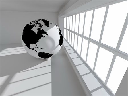 3d empty architecture with globe world map Stock Photo - Budget Royalty-Free & Subscription, Code: 400-05694650