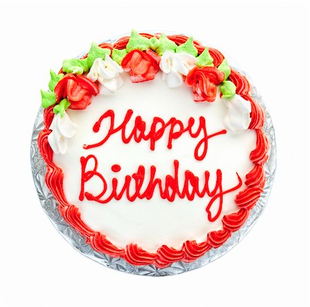 simsearch:400-05695717,k - Birthday cake with writing from above isolated on white Foto de stock - Super Valor sin royalties y Suscripción, Código: 400-05695712