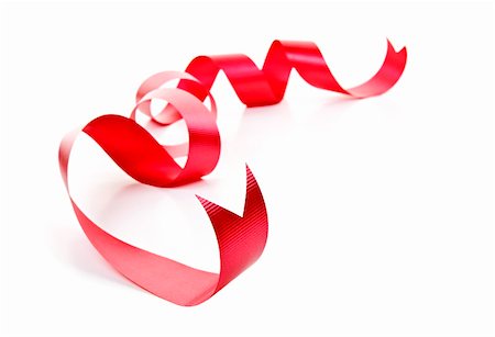 simsearch:400-07450793,k - Curled red holiday ribbon strip isolated on white background Stock Photo - Budget Royalty-Free & Subscription, Code: 400-05695794