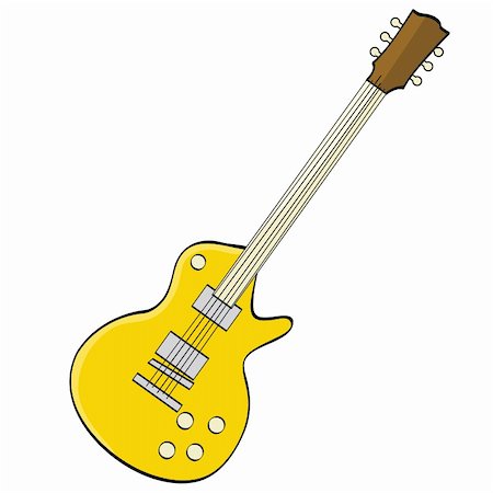 Cartoon illustration showing a fancy yellow guitar Stock Photo - Budget Royalty-Free & Subscription, Code: 400-05696022