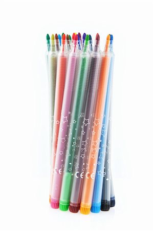 sergioua (artist) - Colorful markers pens isolated over white Photographie de stock - Aubaine LD & Abonnement, Code: 400-05696347