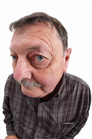 senior fisheye - Photo of a man in his sixties using a fisheye lens to exaggerate his features. Stock Photo - Budget Royalty-Free & Subscription, Code: 400-05696414