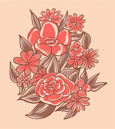 simsearch:690-03298793,k - Pretty pink flowers. Vector illustration Foto de stock - Super Valor sin royalties y Suscripción, Código: 400-05696697