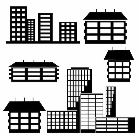 different kind of houses and buildings - Vector Illustration Stock Photo - Budget Royalty-Free & Subscription, Code: 400-05697125