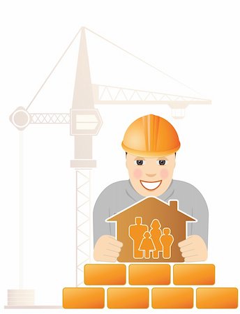 Professional engineer with construction crane and house Stock Photo - Budget Royalty-Free & Subscription, Code: 400-05697586