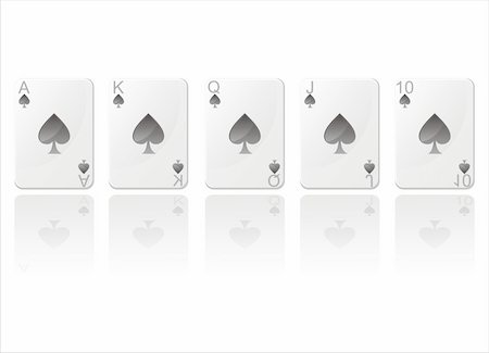 simsearch:400-07573978,k - royal flush in spades isolated on white Photographie de stock - Aubaine LD & Abonnement, Code: 400-05697806