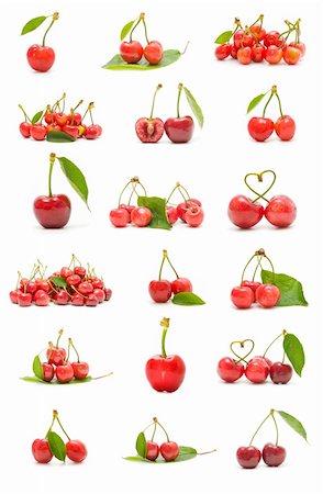 simsearch:400-05678416,k - fresh cherries isolated on white background Photographie de stock - Aubaine LD & Abonnement, Code: 400-05698275